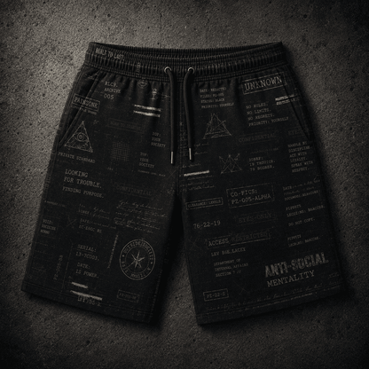 OS-004 | BLACK FILES SHORTS - PAINZONE Streetwear
