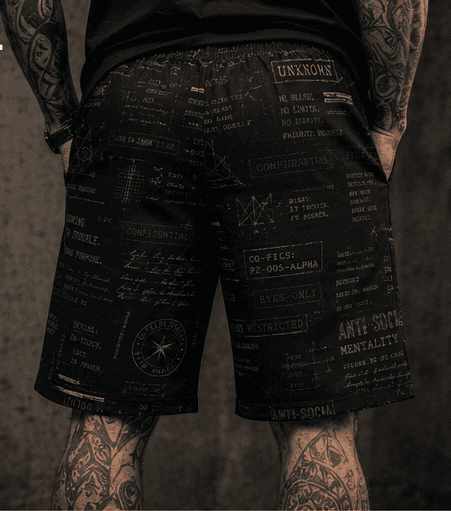 OS-004 | BLACK FILES SHORTS - PAINZONE Streetwear